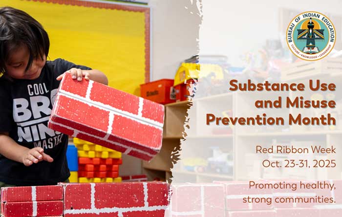 Red Ribbon advertisement about Substance Use and Misuse Prevention Month